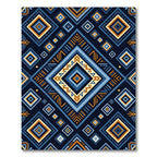 Navajo Blue Geometric Diamond Rug