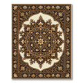 Elegant Dark Brown Ornate Floral Medallion Rug