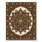 Elegant Dark Brown Ornate Floral Medallion Rug