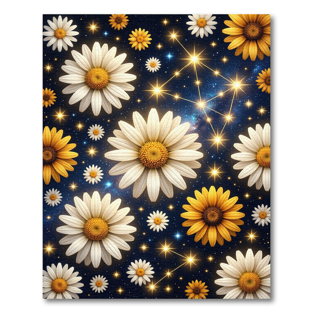 Celestial Daisy Constellation Night Sky Rug
