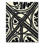 Monochrome Urban Expressway Geometric Grid Rug