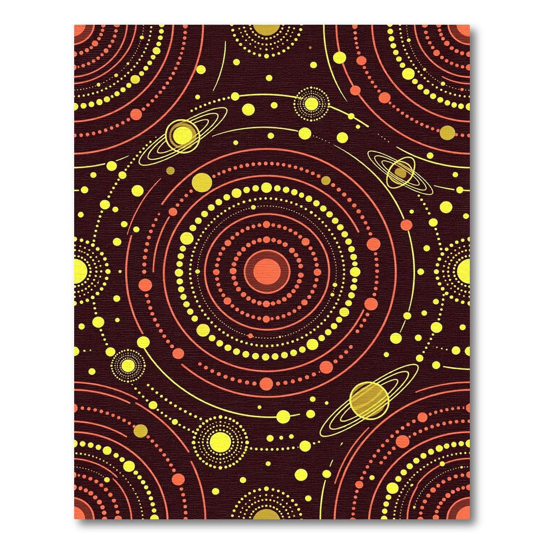 Cosmic Yellow Orange Orbit Circles Rug