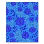 Deep Blue Floral Vine Composition Rug