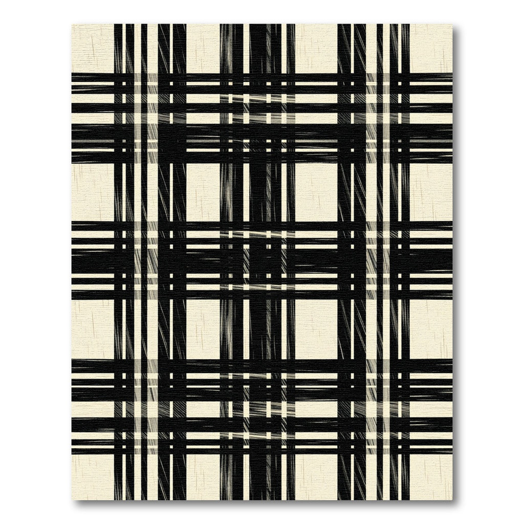 Modern Black and Beige Plaid Rug