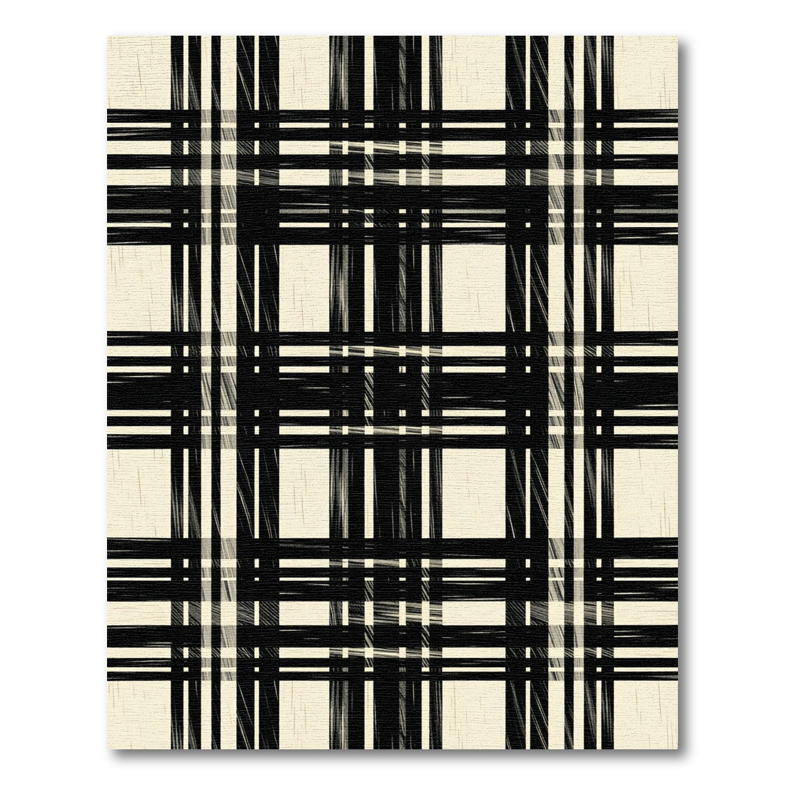 Modern Black and Beige Plaid Rug