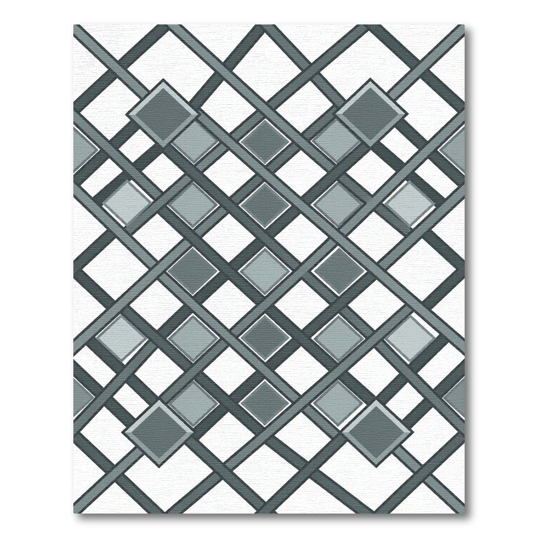 Sophisticated Slate Gray Geometric Diamond Grid Rug