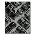 Industrial Monochrome Isometric Warehouse Landscape Rug