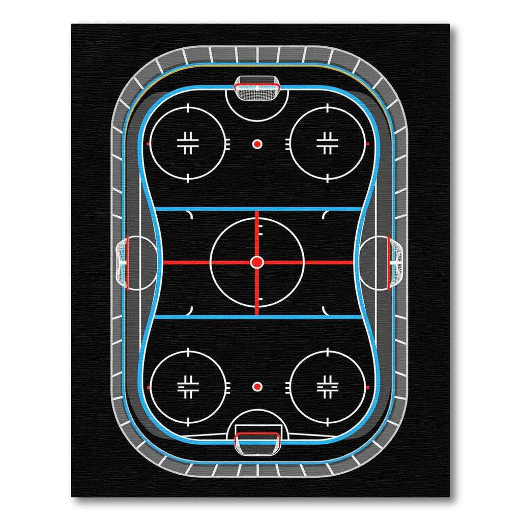 Modern Black Ice Hockey Rink Rug