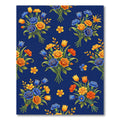 Vibrant Navy Floral Bouquet Golden Bloom Rug