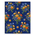Vibrant Navy Floral Bouquet Golden Bloom Rug
