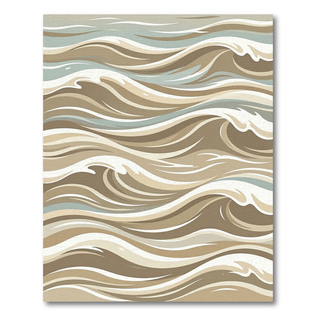 Serene Earthy Abstract Flowing Wave Rug