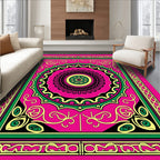 Bold Geometric Mandala Floral Design Rug