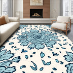 Floral Blue Sketch Style Rug
