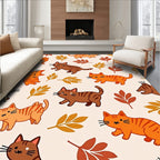 Autumn Cats Leaves Pattern Rug