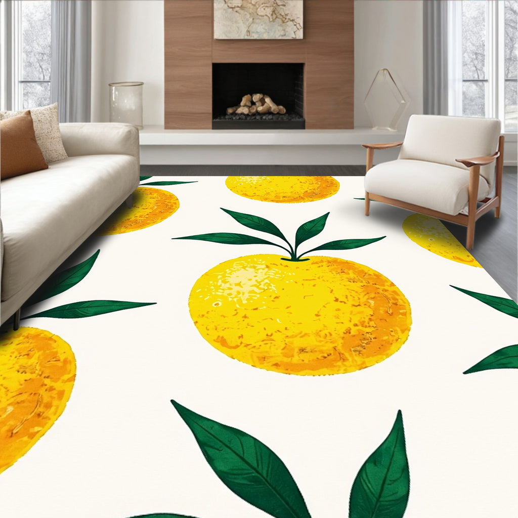 Citrus Grove Yellow Pattern Rug