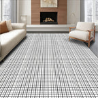 Classic Black White Grid Pattern Rug