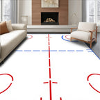 Red Blue Geometric Circles Pattern Rug