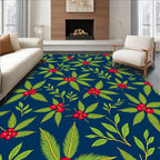 Crimson Berry Green Leaf Scatter Rug