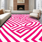 Bold Abstract Pink Geometric Pattern Rug