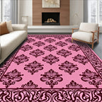 Ornate Floral Pattern Border Rug