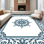 Intricate Floral Mandala Border Design Rug