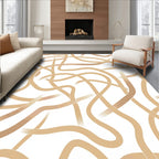 Abstract Woven Beige Curves Rug