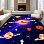 Cosmic Planets Astronauts Starry Design Rug