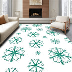 Green Snowflake Pattern with 2 Sizes Rug