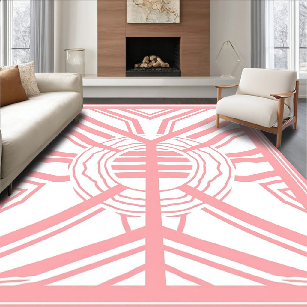 Modern Geometric Sunburst Design Rug