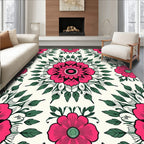 Fuchsia Floral Medallion Pattern Rug