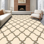 Ornate Lattice Patterned Neutral Rug