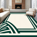 Elegant Cream Geometric Stripe Rug