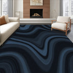 Deep Blue Swirl Abstract Pattern Rug