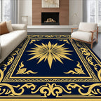 Golden Starburst Intricate Border Rug