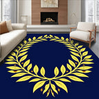 Golden Laurel Wreath Floral Rug