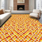 Bright Orange White Lattice Design Rug