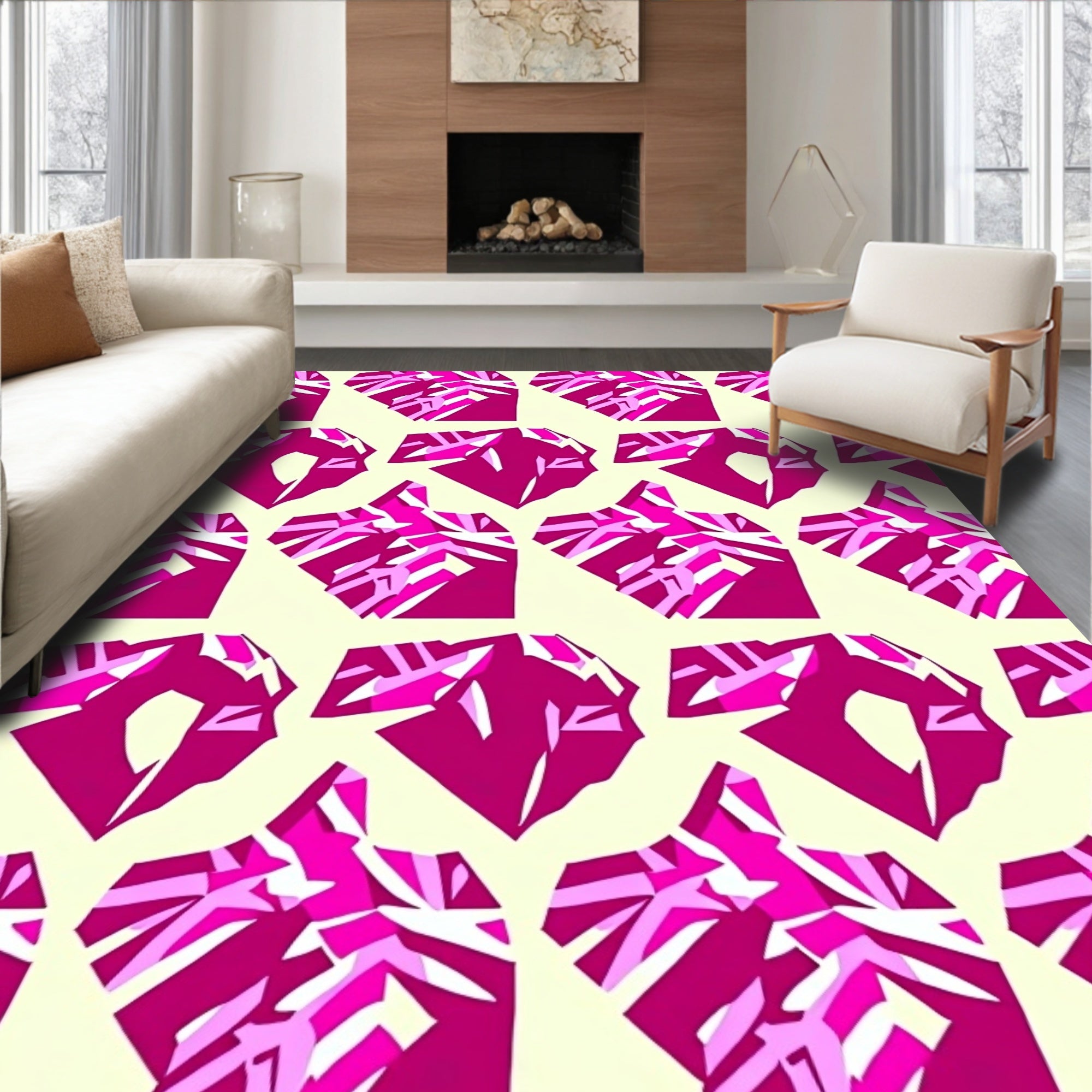 Geometric Pink Prism Pattern Design Rug
