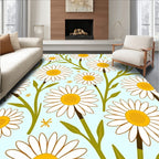 Daisies Pattern With Green Stems Rug