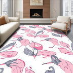 Abstract Floral Pink Grey Design Rug
