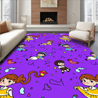 Playful Cartoon Girl Pattern Design Rug