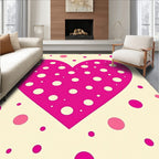 Pink Heart Polka Dot Cream Rug