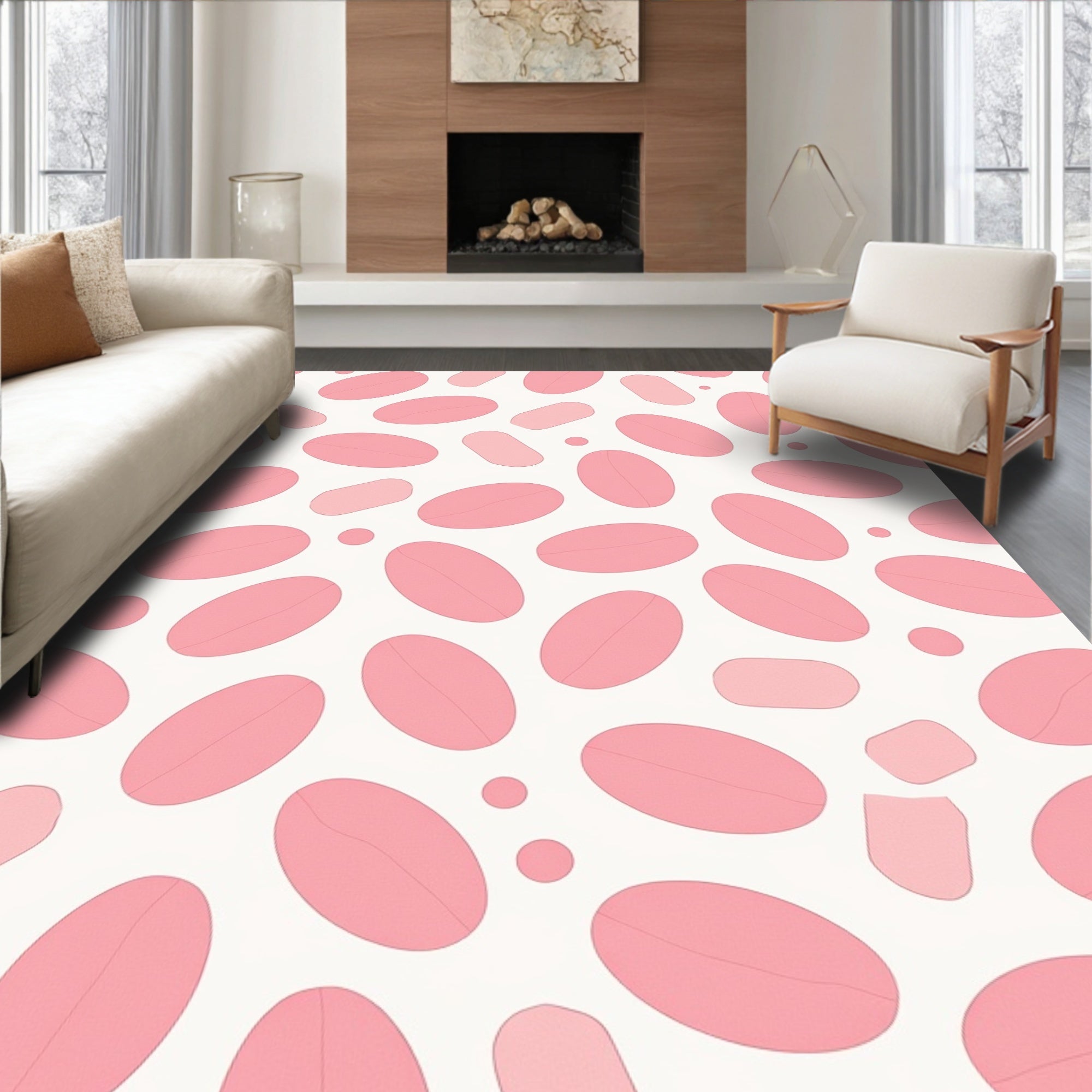 Pink Bean Shape Pattern Rug