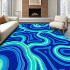 Fluid Blue Green Abstract Design Rug