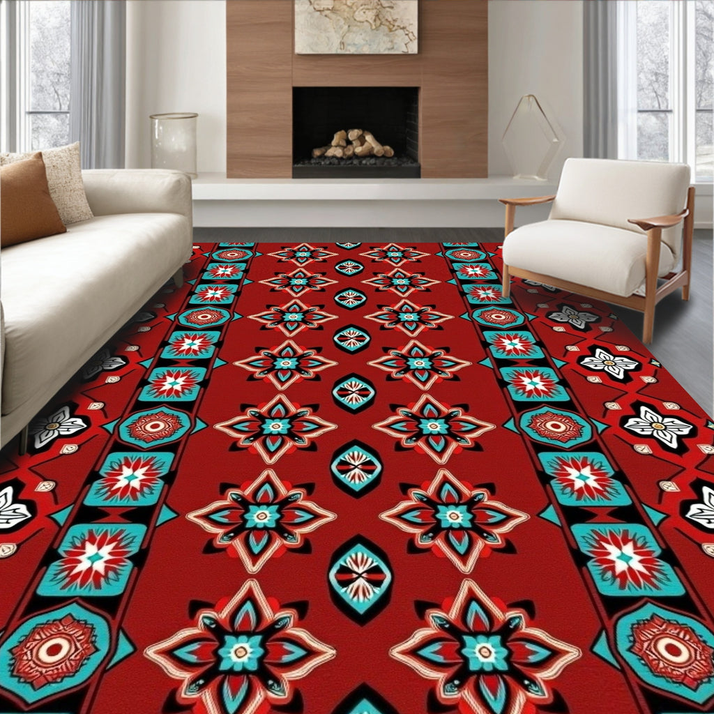 Bold Floral Tile Pattern Design Rug