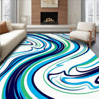 Abstract Swirls Blue Green Pattern Rug