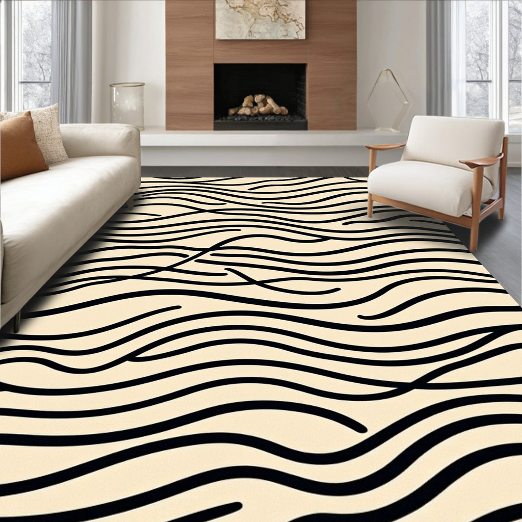 Bold Organic Wavy Lined Pattern Rug
