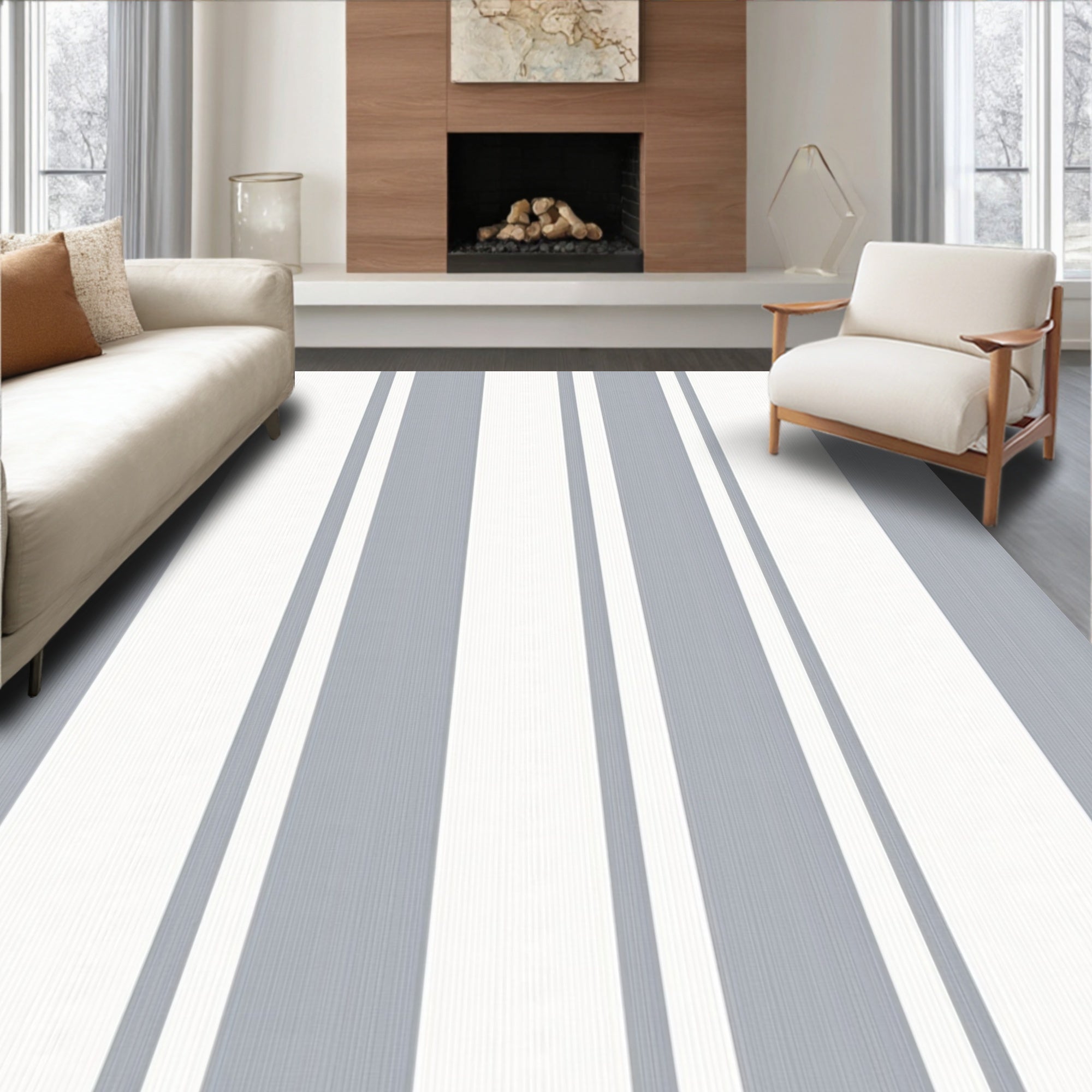 Classic Vertical Stripe Design Rug