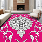 Vibrant Pink Mandala Floral Scroll Rug