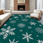 Winter Snowflake Pattern Teal Rug