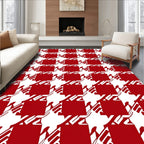 Classic Red Houndstooth Pattern Rug
